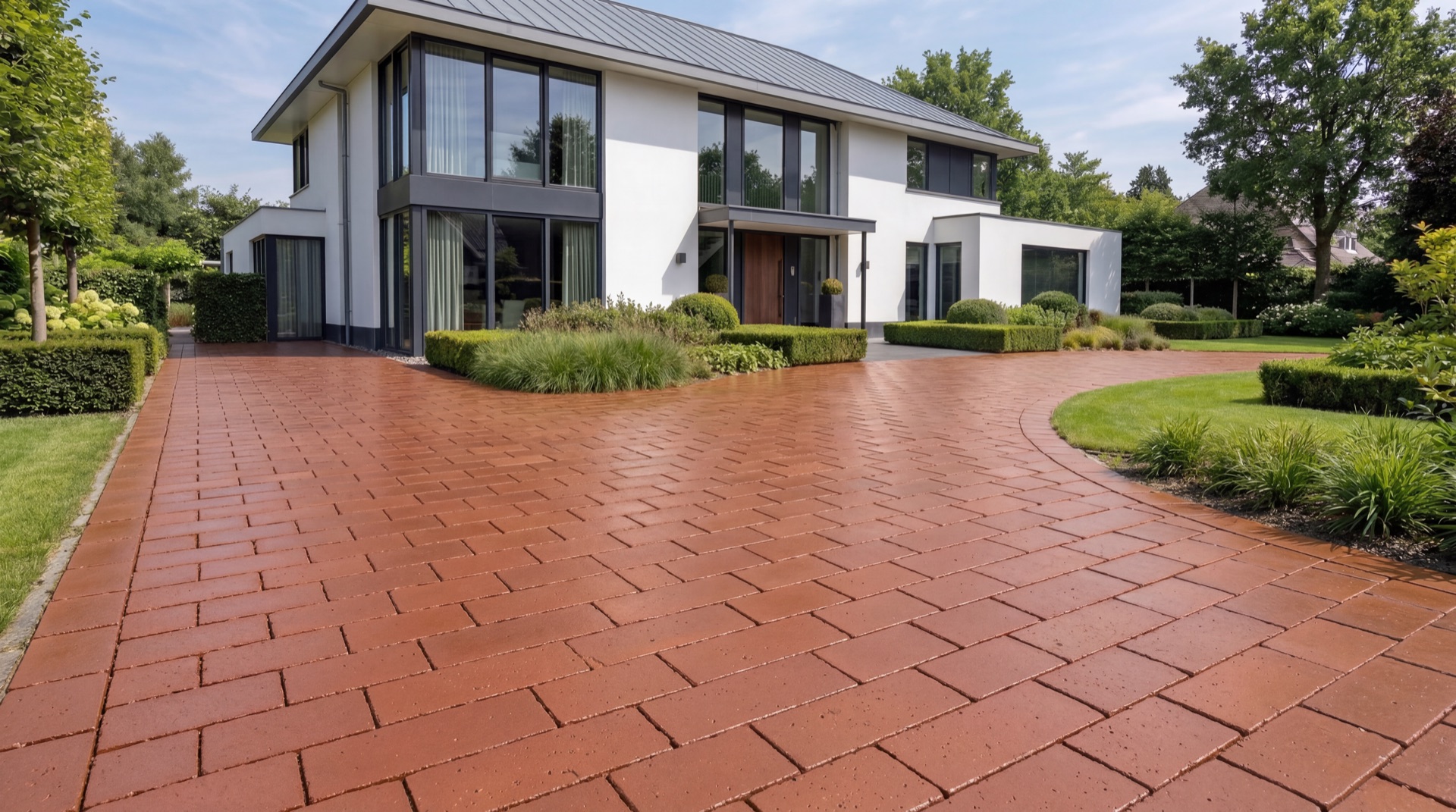 Bestrating na coating, met diepe kleur en glanzende beschermlaag
